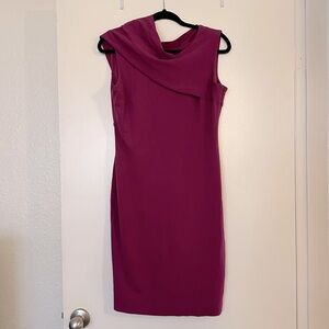 Escada Magenta Sheath Dress Sleeveless in Anemone Shoulder Detail